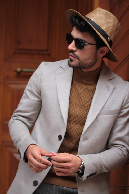 Stone Slim-Fit Wool Coat