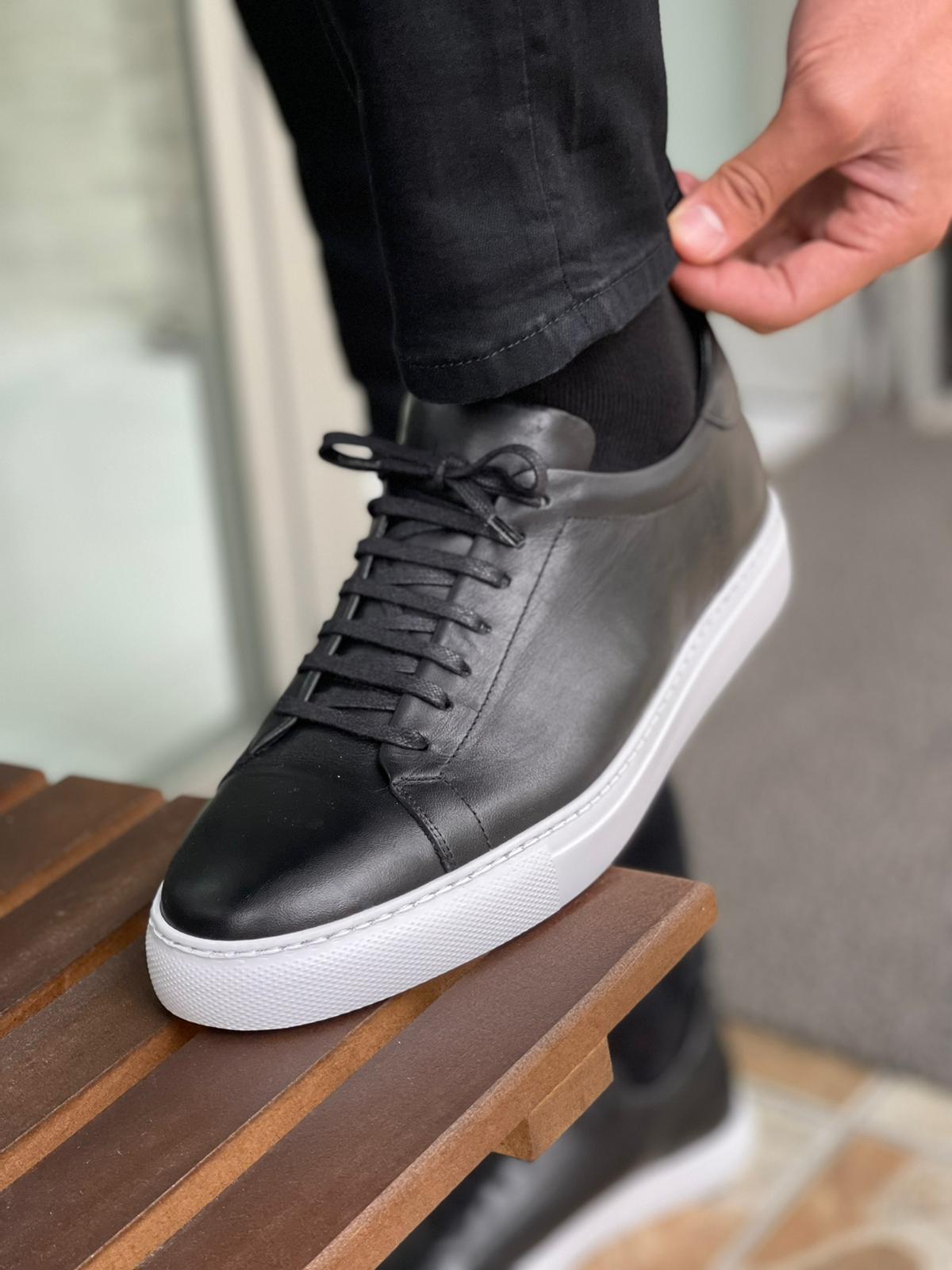 Martin Black Lace-Up Mid-Top Sneakers