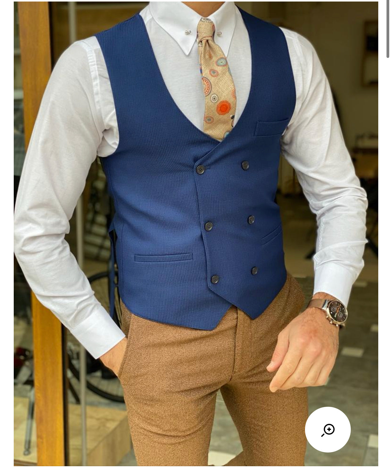 Torino Blue Slim Fit Vest
