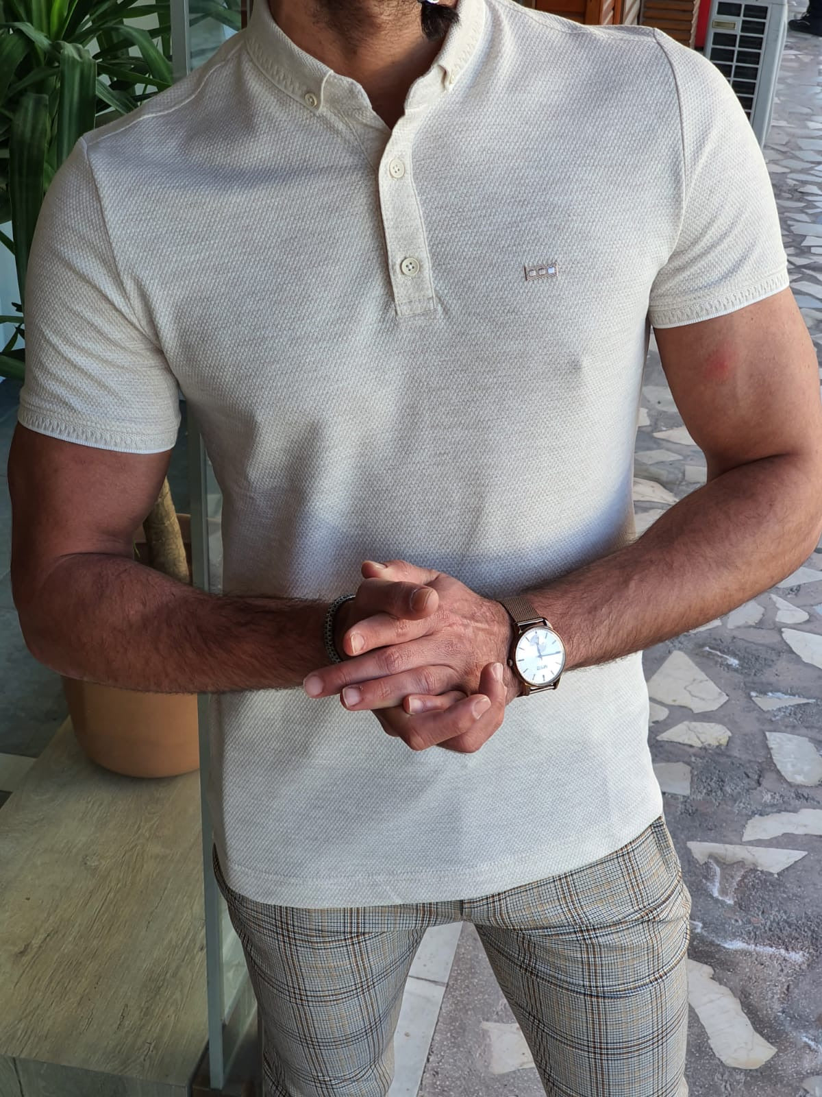 Napoli Beige Slim Fit Polo T-Shirt