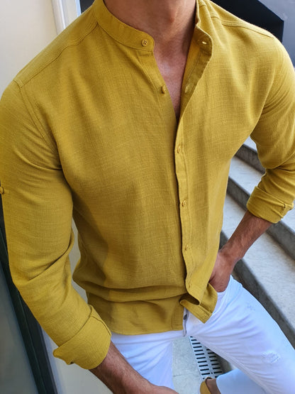 Brabion Madison Yellow Slim Fit Cotton Shirt