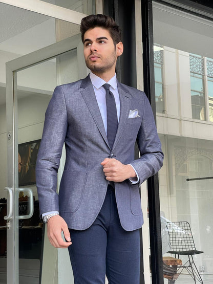 Lazio Gray Slim Fit Linen Blazer