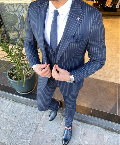 Bonomi Blue Stripped Slim-Fit Suit