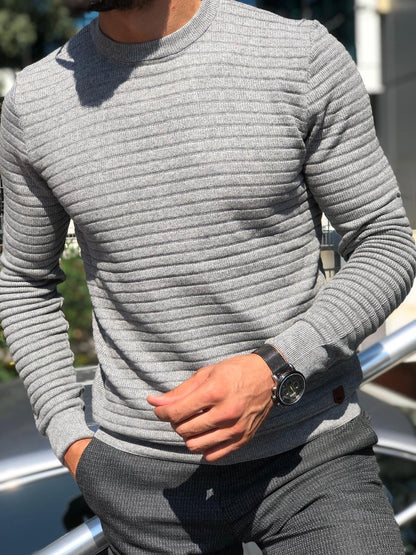 Slim-Fit Patterned Knitwear  Grey