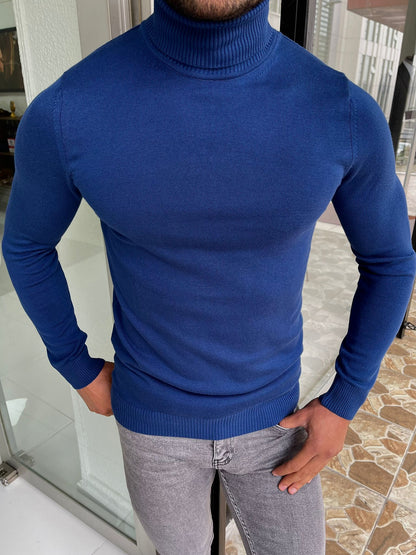 Capel Blue Slim Fit Turtleneck Sweater