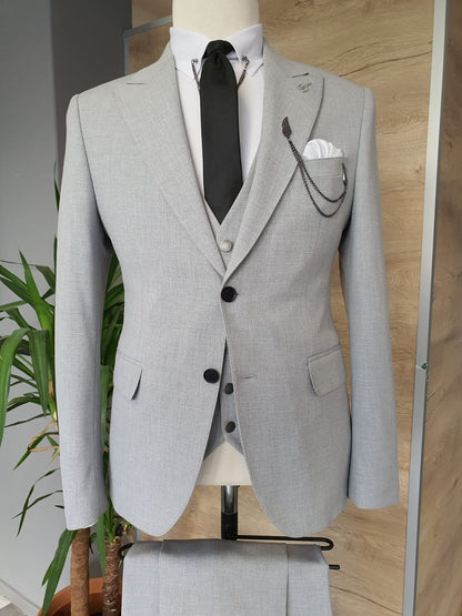 Monterey Gray Slim Fit Cotton Suit
