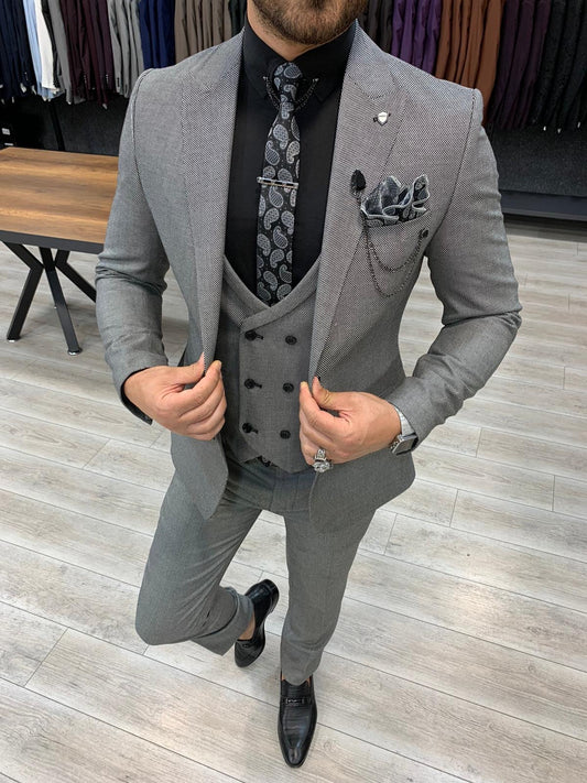 Eros Gray Slim Fit Wool Suit