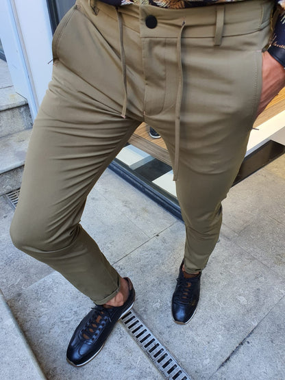 Ogden Khaki Slim Fit Laced Pants