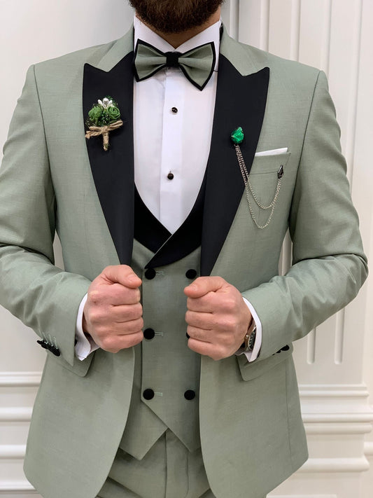 Perris Water Green Slim Fit Tuxedo