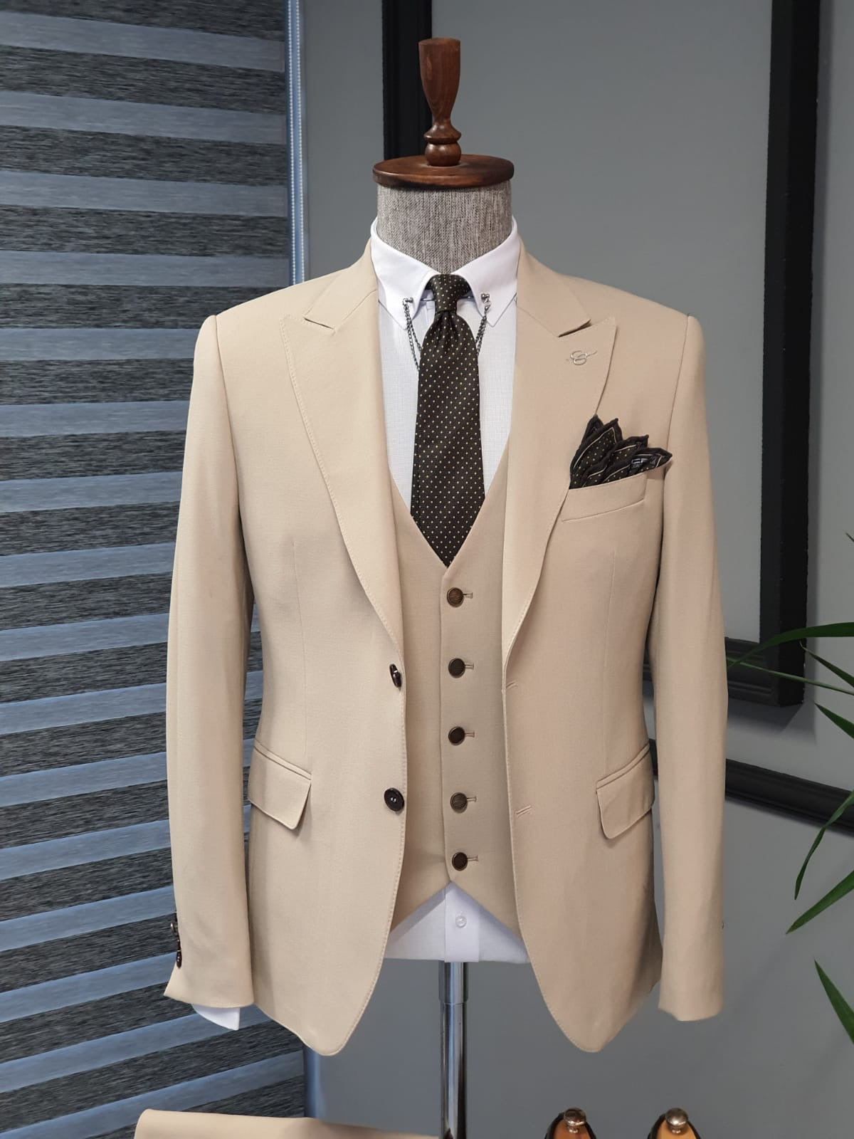 Bristol Beige Slim Fit Cotton Suit - Versatile Elegance for Every Occasion