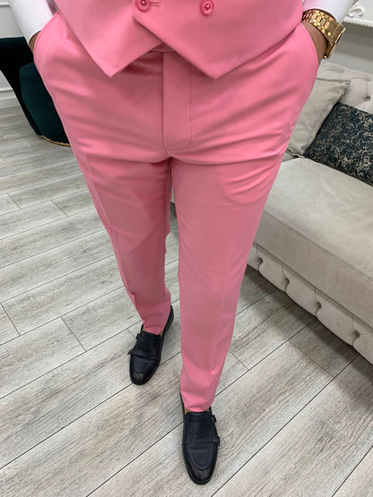 Amato Pink Slim Fit Peak Lapel Suit