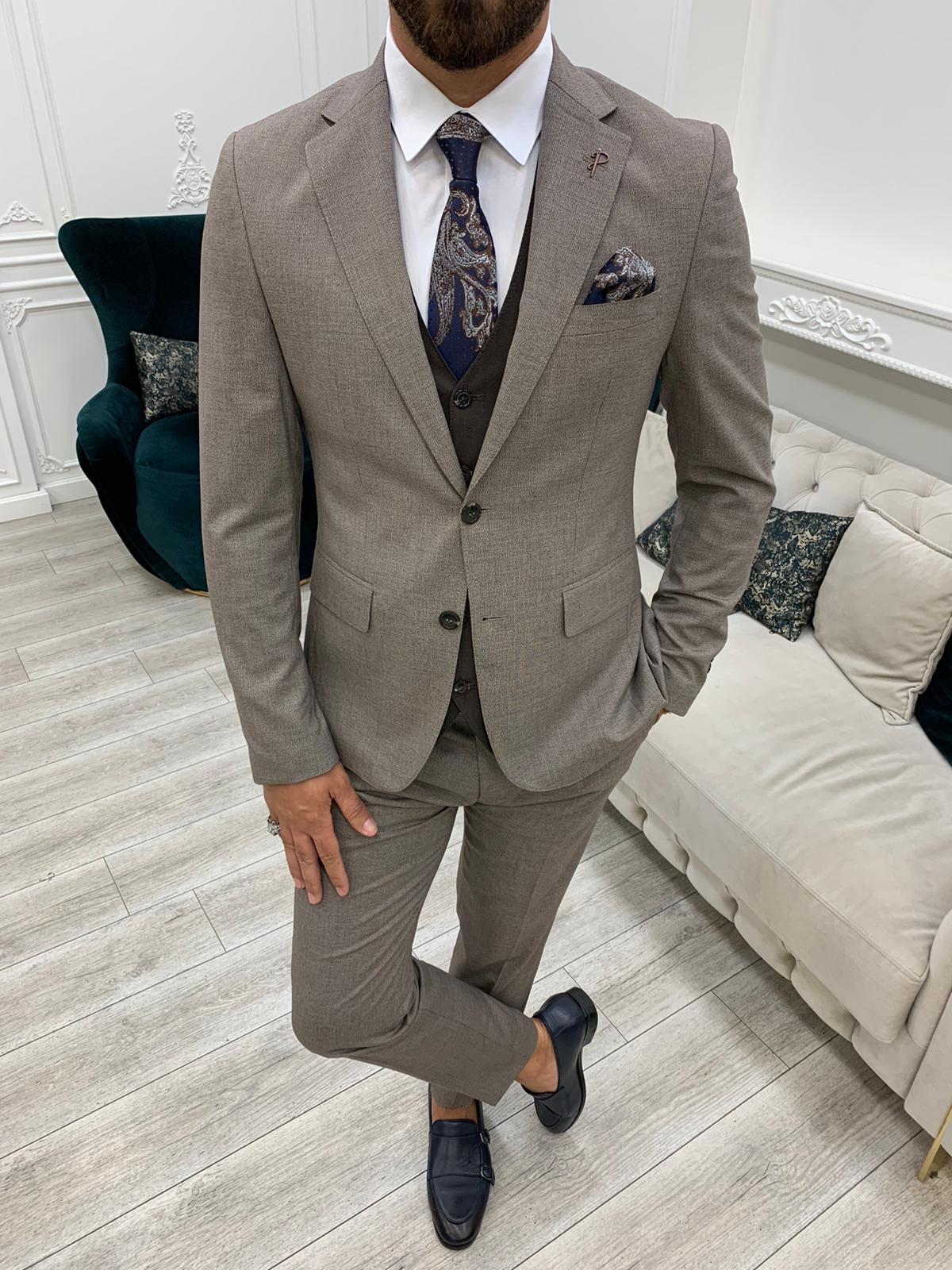 Dayton Brown Slim Fit Notch Lapel Suit