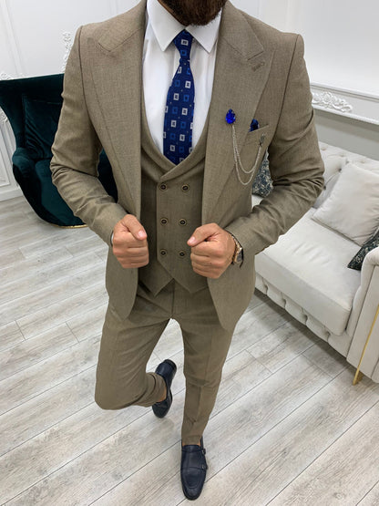 Austin Brown Slim Fit Peak Lapel Suit