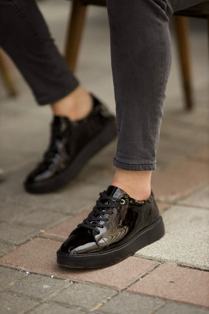 Romeo Eva Sole Glossy  Black Sneakers