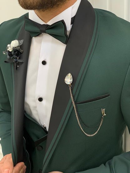 Torino Green Slim Fit Velvet Peak Lapel Tuxedo