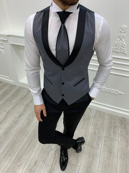Austin Gray Slim Fit Shawl Lapel Groom Suit