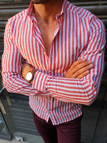 Brabion Stefano Claret Red Striped Shirt – BRABION