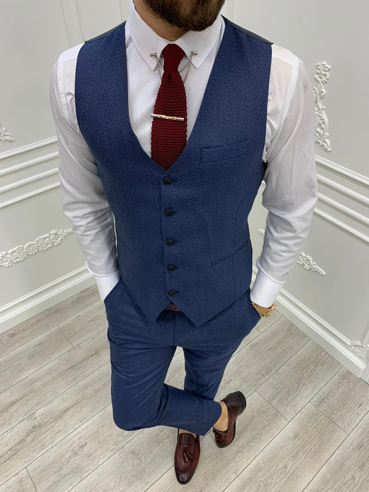 Austin Blue Slim Fit Plaid Suit