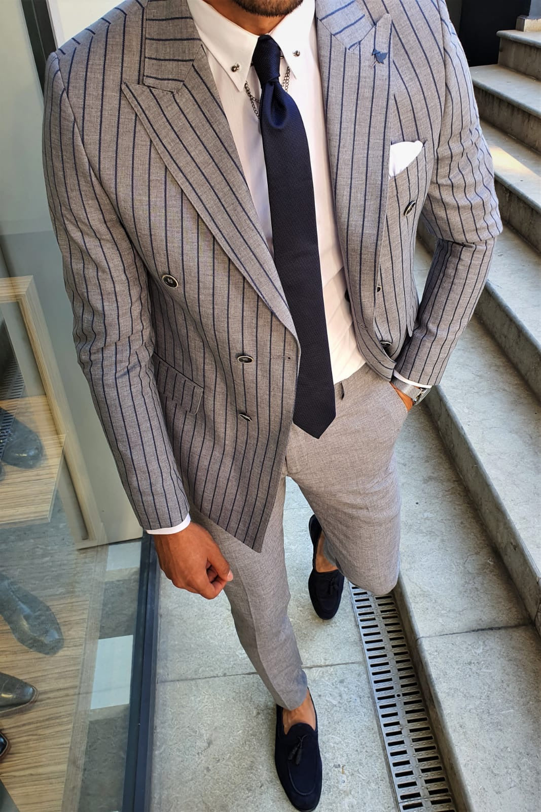 Richard Gray Striped Double Breasted Suit