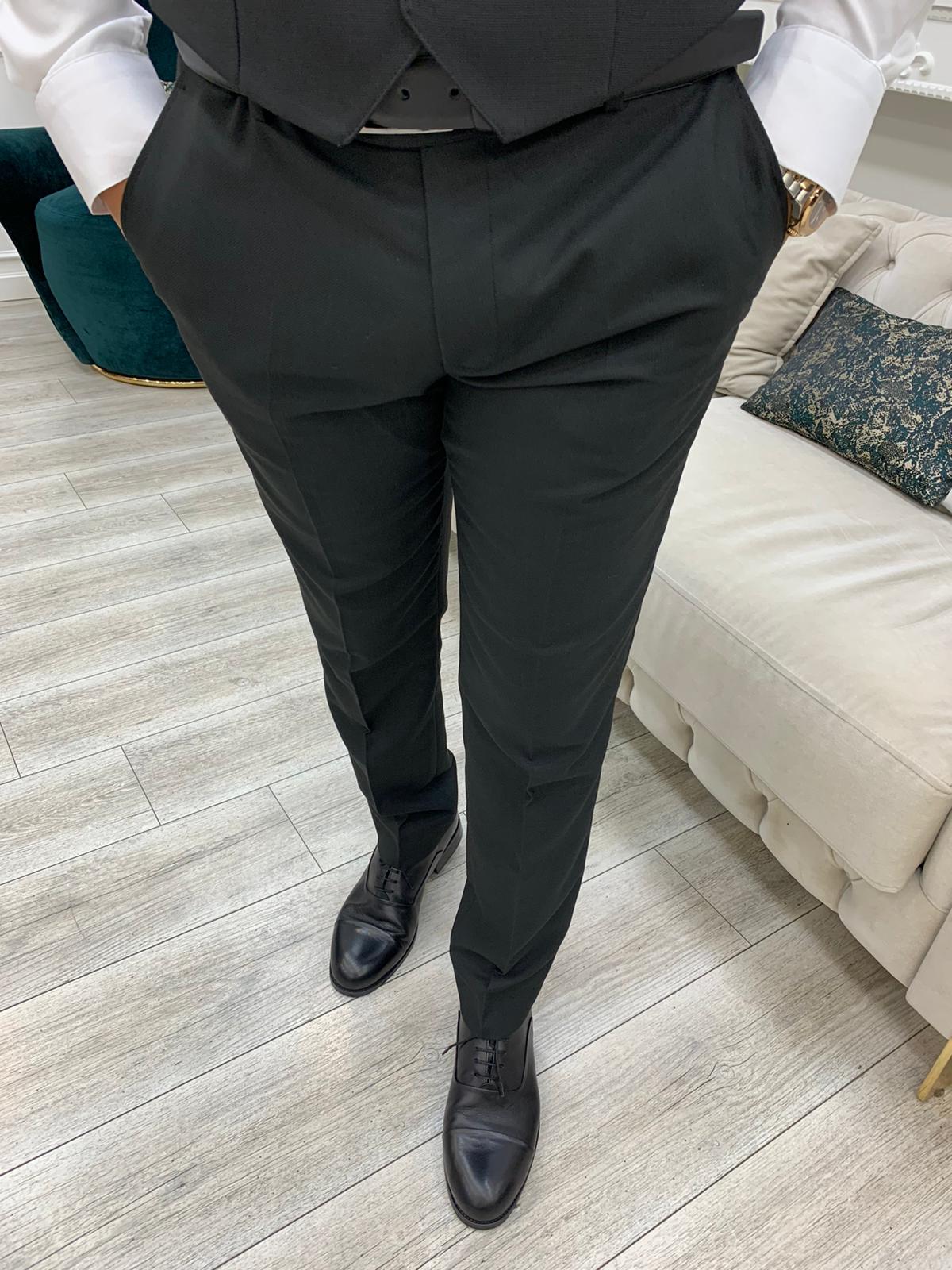 York Black Slim Fit Notch Lapel Suit