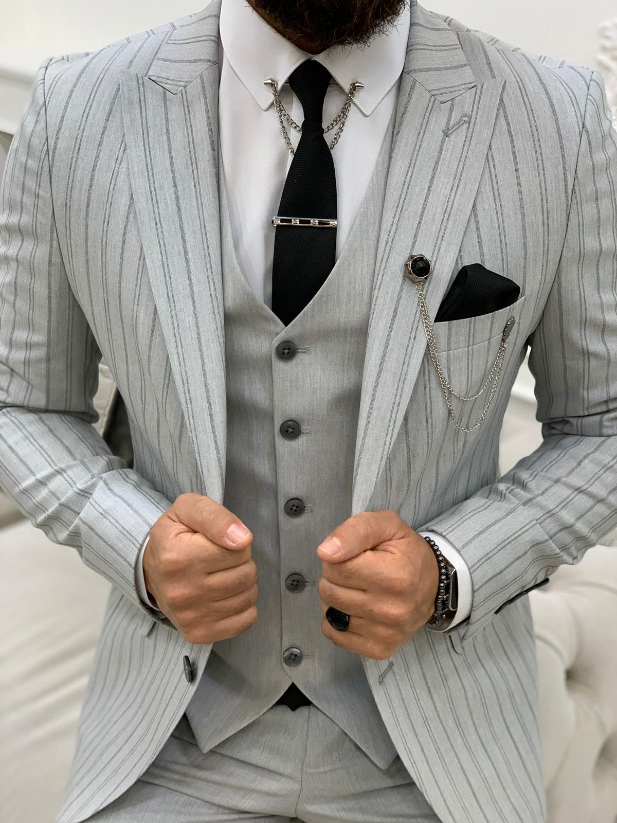 Thomas Gray Pin Stripe Suit – FRANK DEBOURGE
