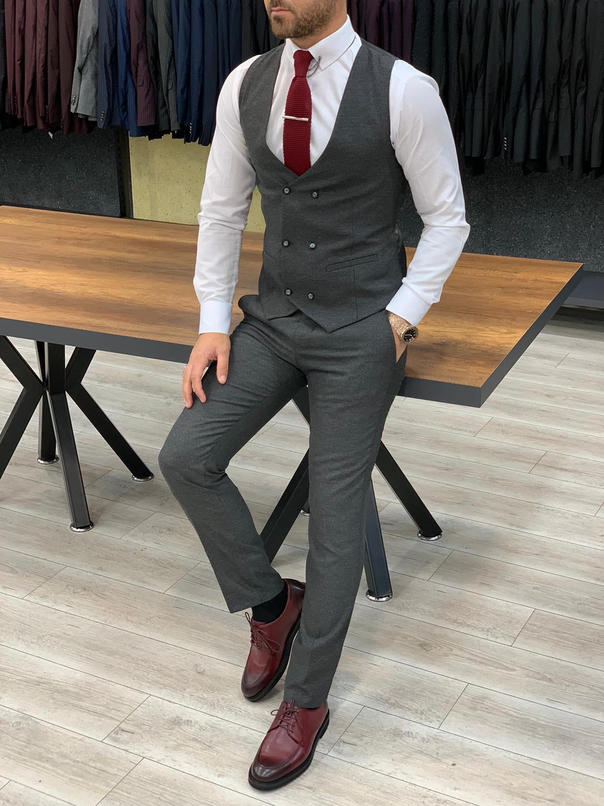 Skinny fit pinstripe on sale suit