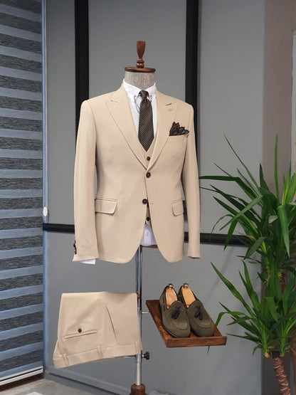 Bristol Beige Slim Fit Cotton Suit - Versatile Elegance for Every Occasion