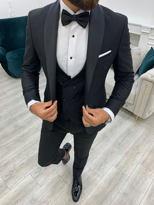 Lazio Black Slim Fit Shawl Lapel Tuxedo