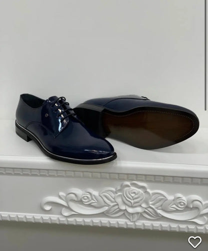 Berton Navy Blue Leather Dress Shoes for Men - Elegant & Versatile BRABION Berton Navy Blue Leather Dress Shoes for Men - Elegant & Versatile BRABION