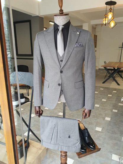 Acacia Gray Slim Fit Peak Lapel Suit