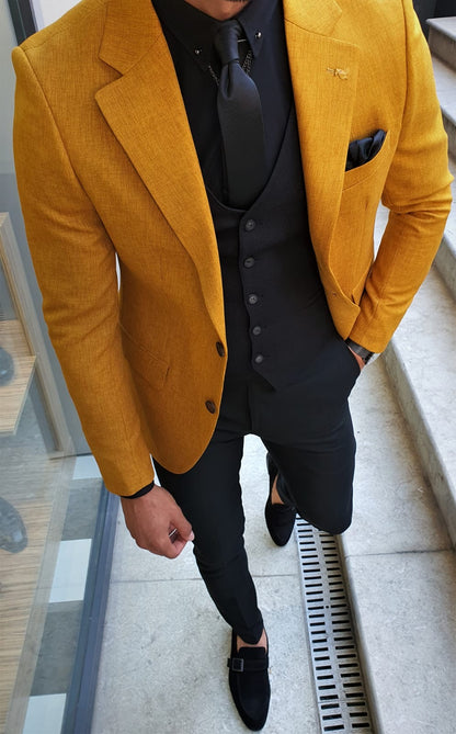 Richard Mustard Slim Fit Suit