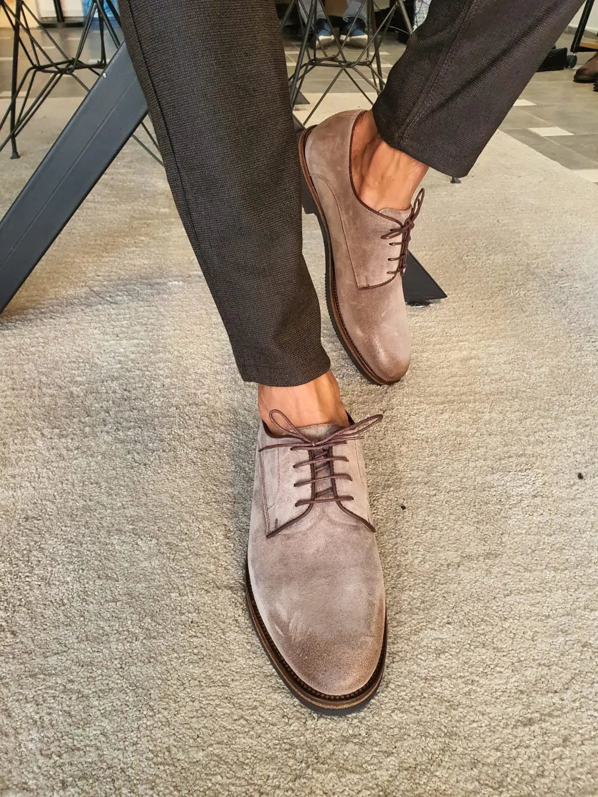 Stefano Beige Suede Derbys - Premium Men's Shoes for Formal and Casual Wear BRABION Stefano Beige Suede Derbys - Premium Men's Shoes for Formal and Casual Wear BRABION