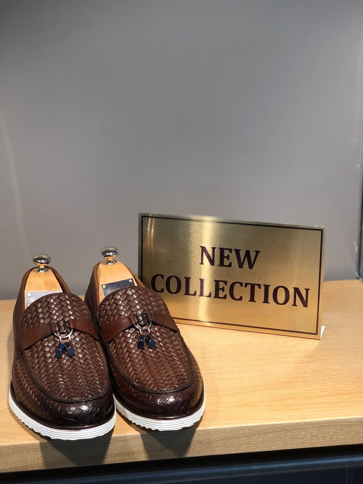 Odessa Brown Woven Leather Tassel Loafer