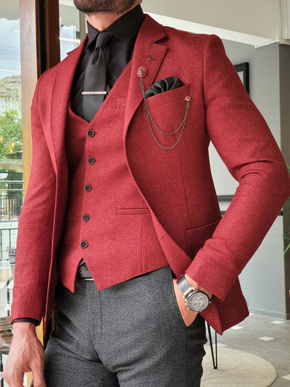 Henderson Claret Red Slim Fit Suit