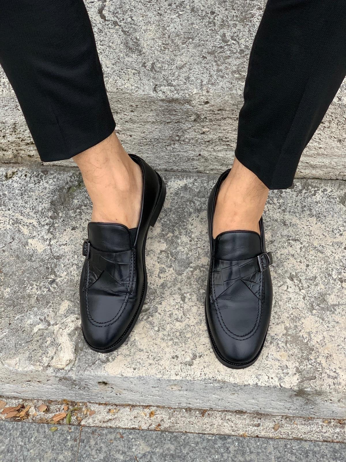 Stanoss Black Buckle Shoes