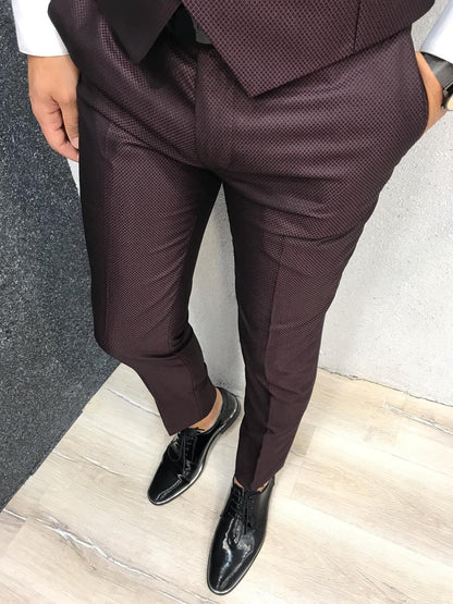 Acacia Claret Red Slim Fit Tuxedo