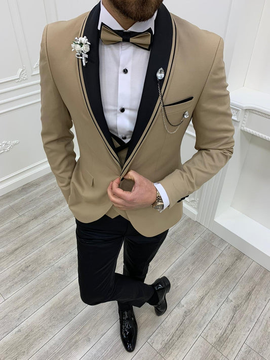 Napoli Gold Slim Fit Shawl Lapel Tuxedo - Elevate Your Formal Look