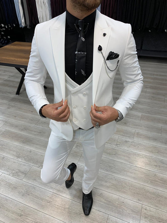 Eros White Slim Fit Wool Suit