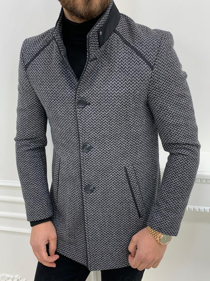 Owen Gray Slim Fit Wool Coat