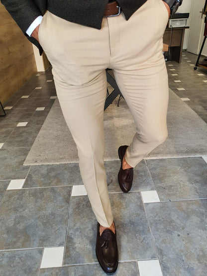 Henderson Beige Slim Fit Pants – BRABION