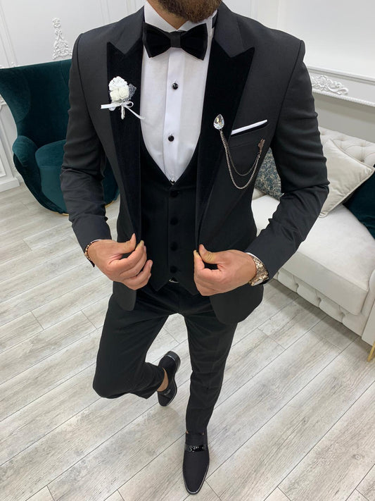 Molalla Black Velvet Peak Lapel Tuxedo