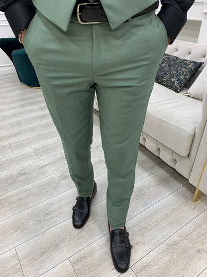 Wilson Light Green Slim Fit Peak Lapel Suit