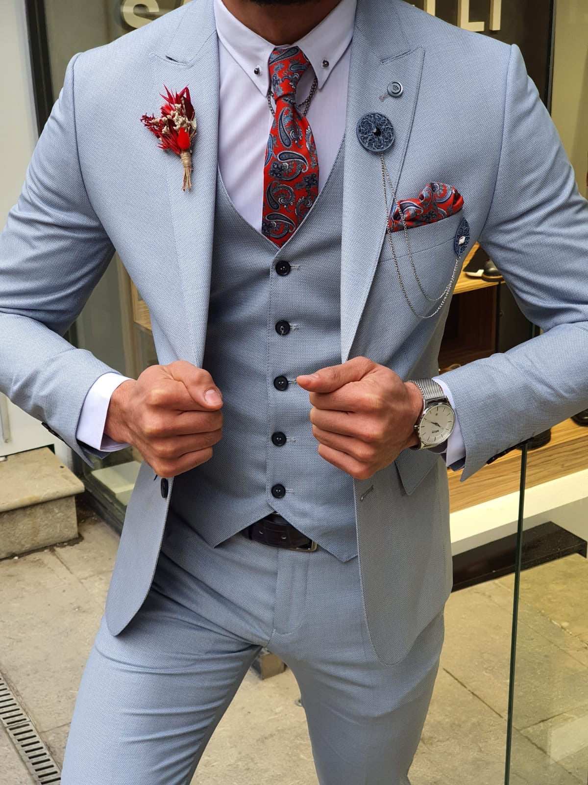 Olympia Blue Slim Fit Suit