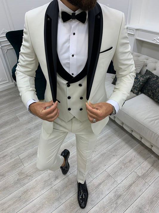 Ventura White Slim Fit Shawl Lapel Tuxedo