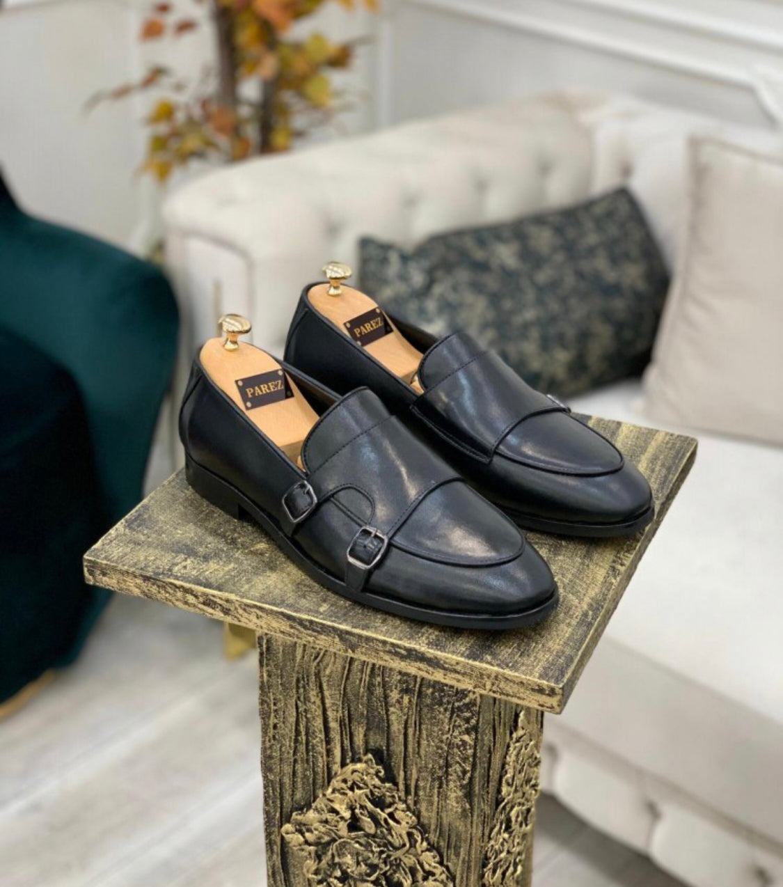 Louise Black Double Monk Strap Loafers