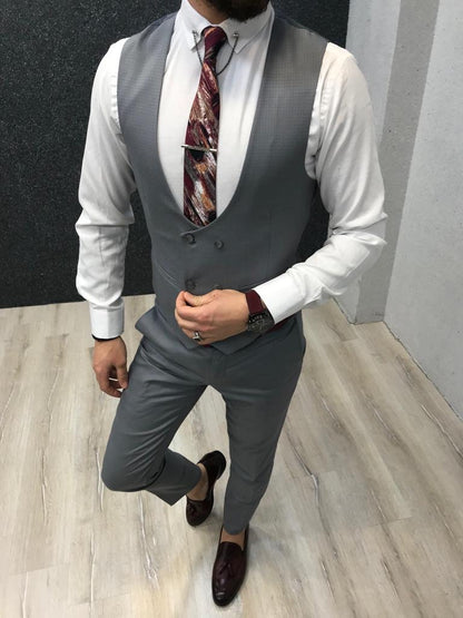 Florian Gray Plaid Slim-Fit Suit