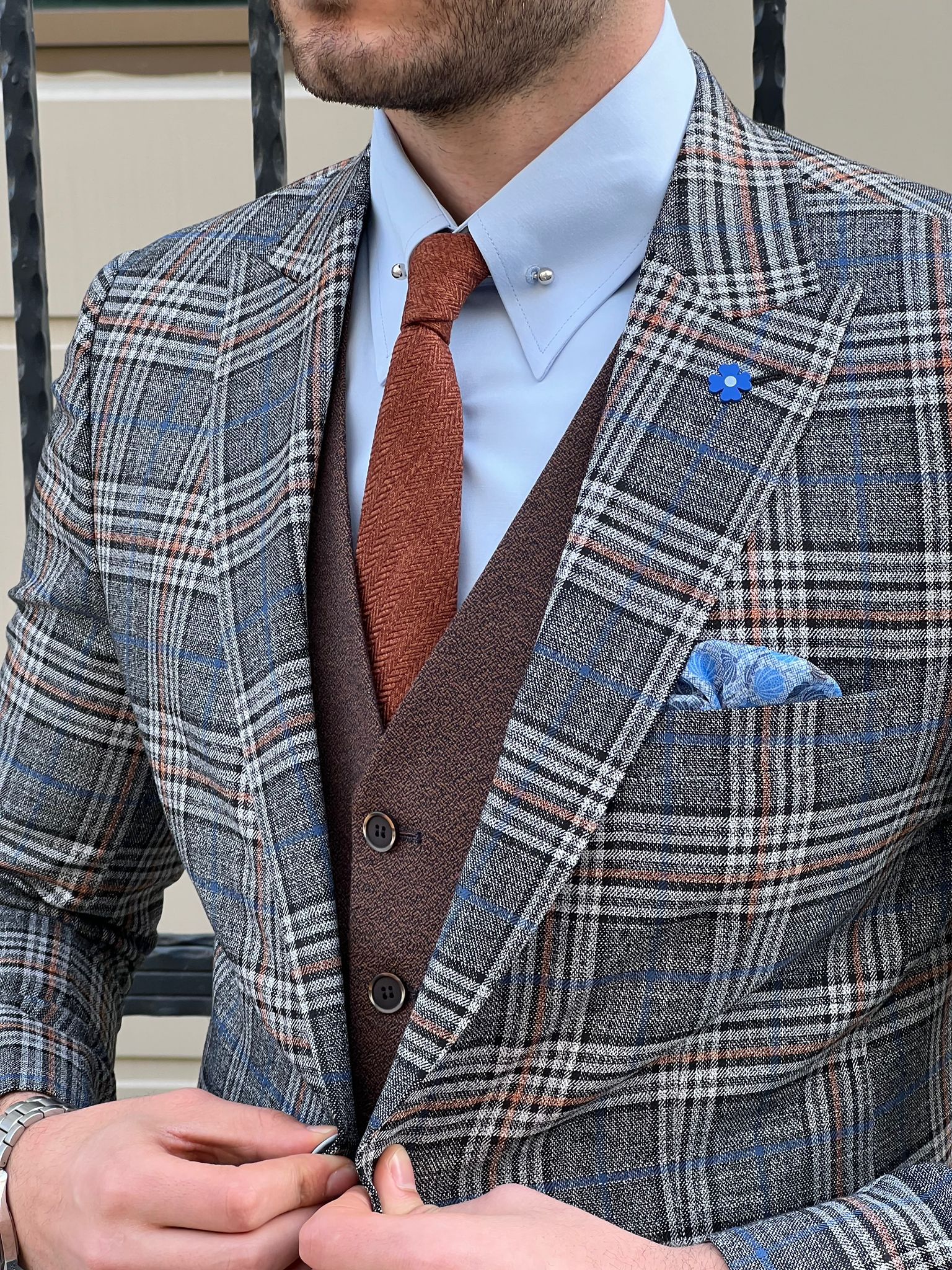 Chequered suit outlet jacket