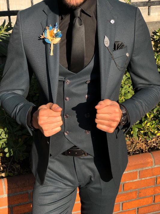 Tommy Slim-Fit Patterned Suit Vest Gray