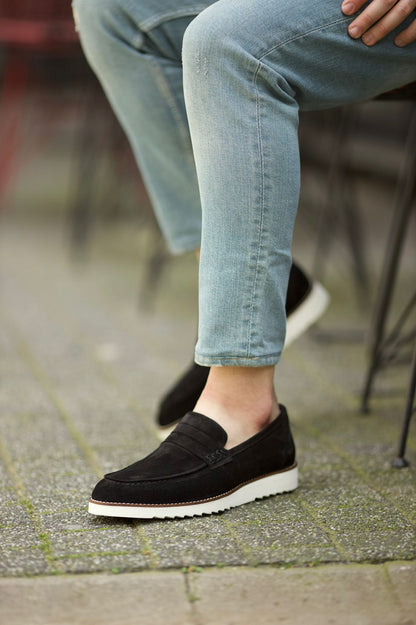 Dover Black Suede Leather Shoes
