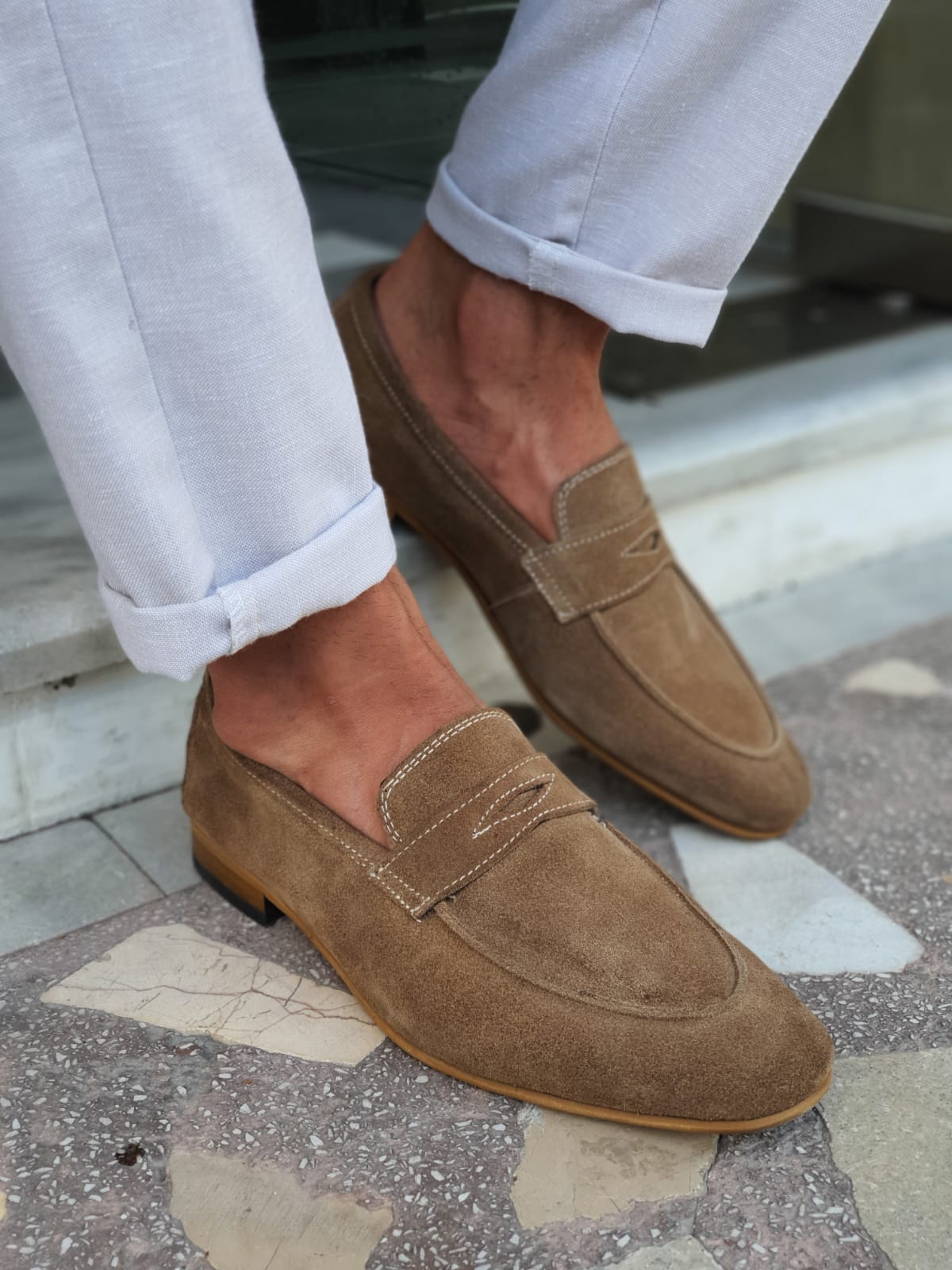 Jackson Beige Suede Penny Loafers